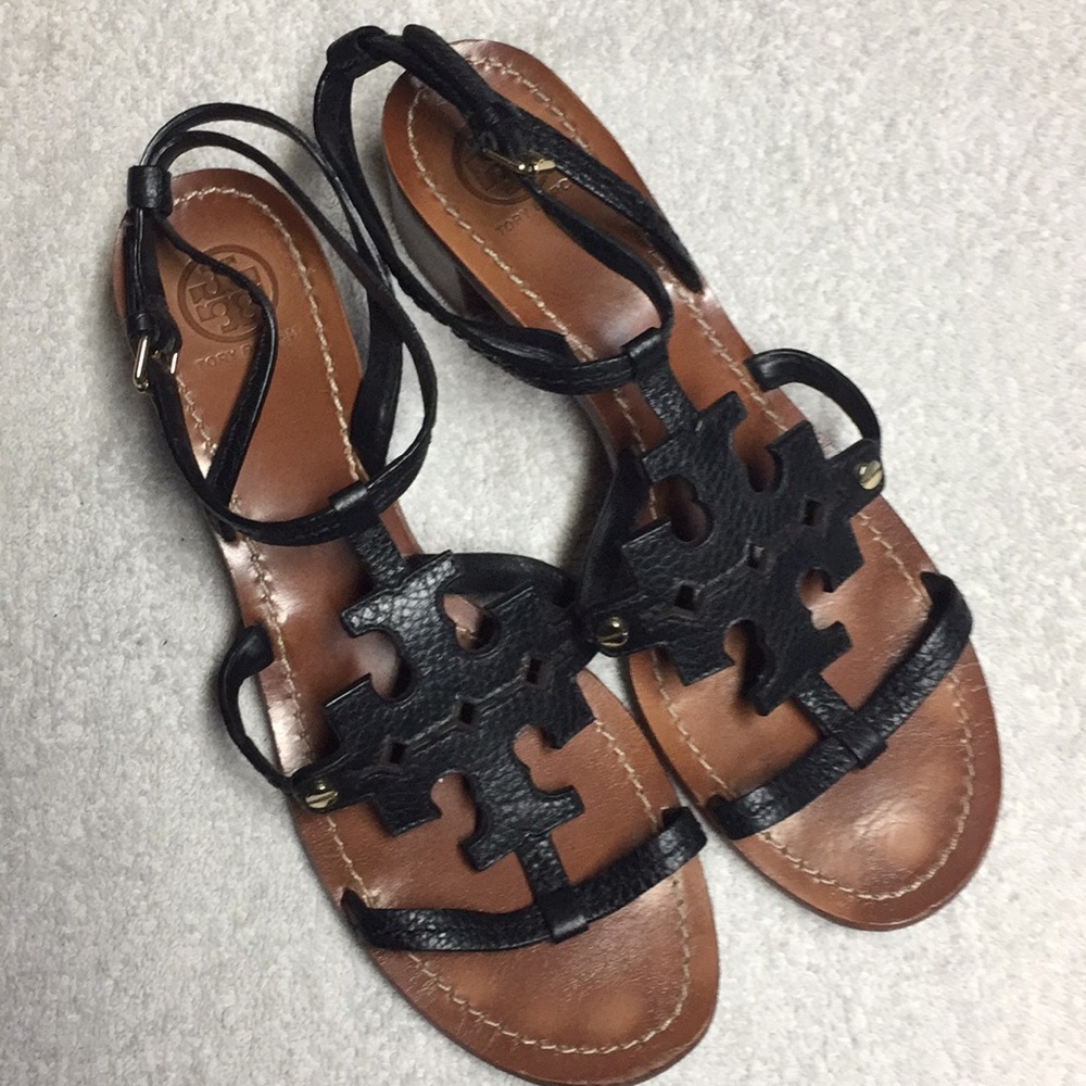 Tory Burch Women’s Black Ankle Strap Sandals Sz 9